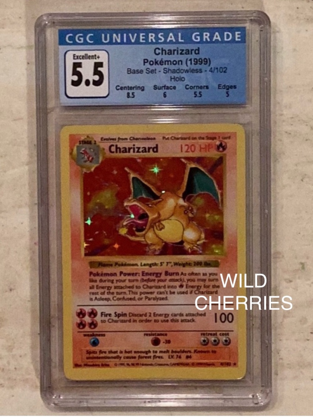 Charizard 1999 Shadowless 4/102 Pokemon Base Set Holo CGC 5.5 TCG #4